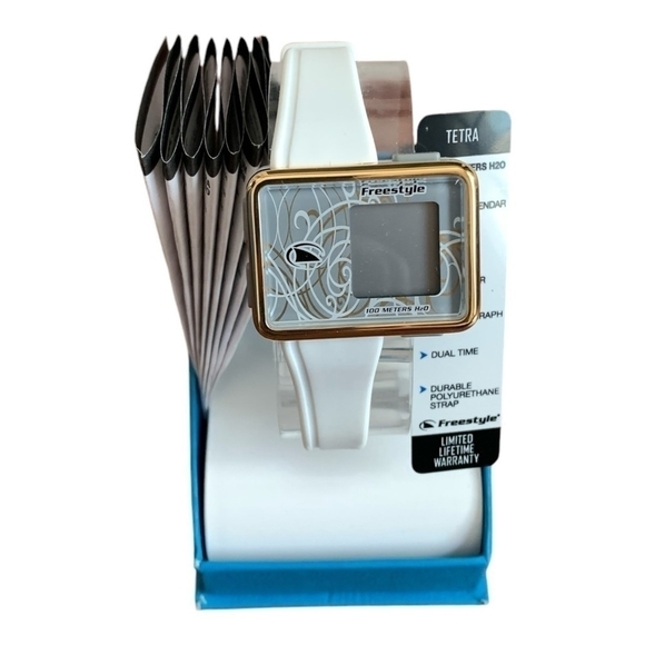 NIB FREESTYLE The Tetra Watch Black Rubber Wristband Unisex Digital Wristwatch - Picture 9 of 13